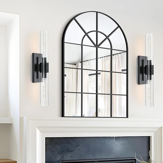 2-Light Matte Black Bathroom Light Fixtures with Glass Shades,Modern Wall Sconce for Bedroom Bath Mirror Lights. - Bloomnest