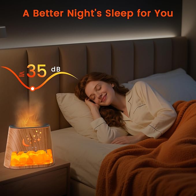 Essential Oil Diffuser : 260ml Aromatherapy Diffuser & Himalayan Salt Lamp with Remote Control & Timer,Cool Mist Humidifier with 8 Colors LED Lights & Auto-Off for Bedroom,Offce,Yoga Room(Wood Grain) HEEYCEMUS