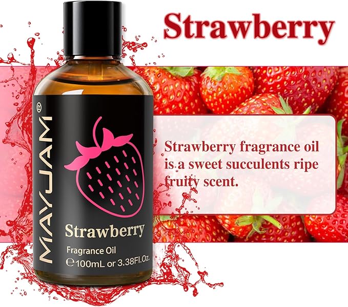 MAYJAM 100ML/3.38FL.OZ Strawberry Fragrance Oils with Glass Dropper, Essential Oils for Diffusers for Home, Long Lasting Scented Oils for Diffusers Soap Candle Making - Bloomnest