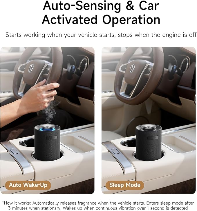 Waterless Car Diffuser & Home Aromatherapy Diffuser with Ignition-Activated Start/Stop | Cordless Portable Car Air Freshener for Essential Oils 5/10/15ml | Adjustable Scent, 2-in-1 Home/Car Mode - Bloomnest