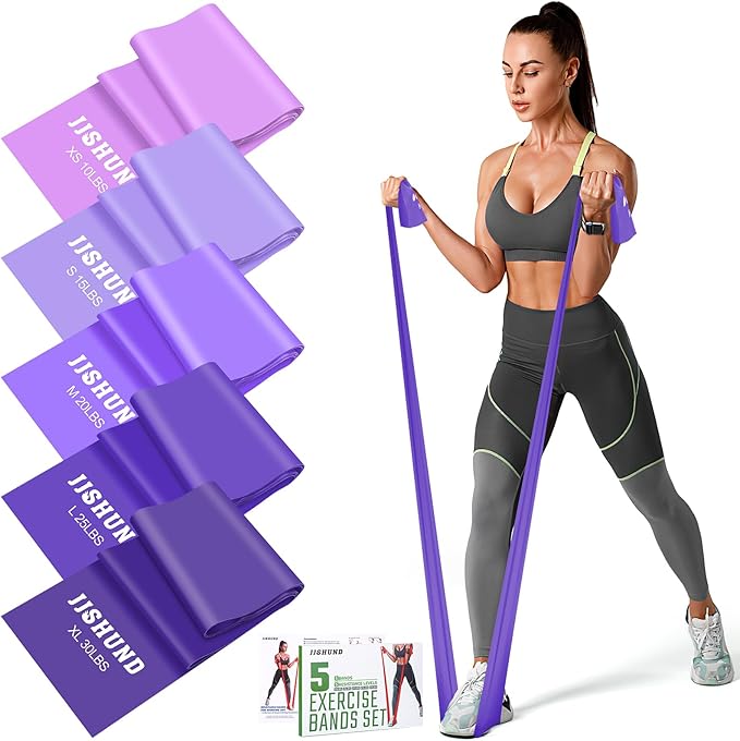 5 Pcs Resistance Bands, Professional Exercise Bands Elastic Stretch Bands for Fitness Yoga Pilates Stretching Strength Training, Workout Bands for Women and Men Home Gym - Bloomnest