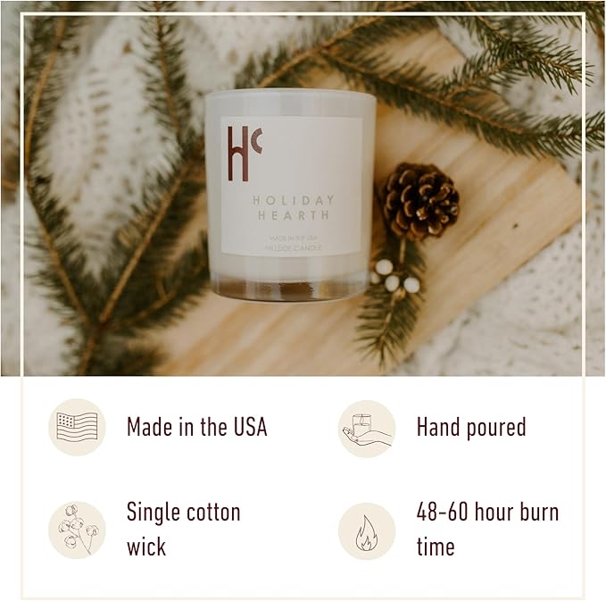 Holiday Hearth Single Wick Soy Candles, Luxury Scented Candles for Home - Up to 60 Hour Burn Time, Cruelty-Free Soy Wax Blend - Frosted Sugar Plum & Cinnamon Fragrance (9 oz) - Bloomnest