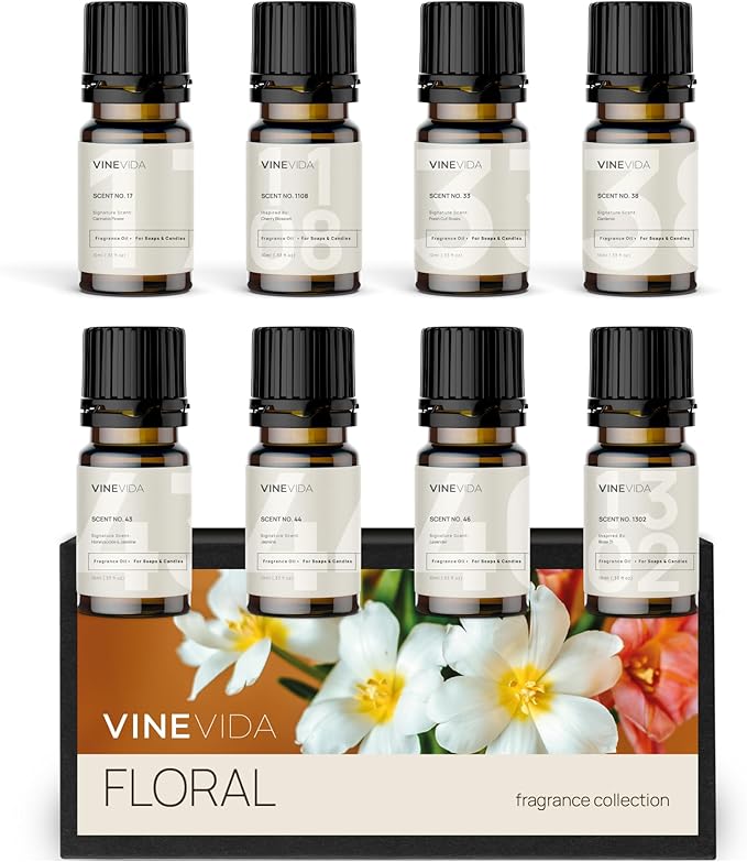 VINEVIDA [Set of 8] Floral Scents for Candle Making, Made in USA Candle Fragrance Oil, Soap Making Essential Oils, Diffuser Oil Scents - Bloomnest