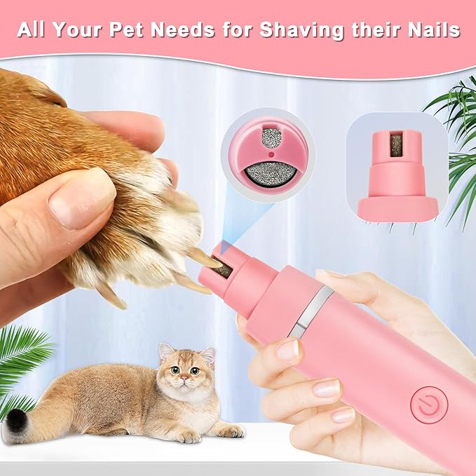 Dog Grooming Clippers Kit-Electric Rechargeable Cat Trimmer Tools-Cordless Quiet Pet Nail Paw Grinder-4 in 1 Multifunctional Low Noise Shaver-Razor for feet Face Ears Toenail Eye（Pink） - Bloomnest
