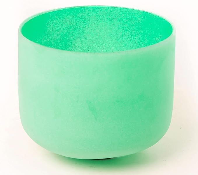 Leize Quartz Crystal Singing Bowl F Note 432 hz Heart Chakra Green 9" with Suede Striker - Bloomnest