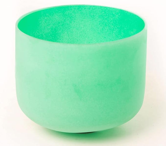 Leize Quartz Crystal Singing Bowl F Note 432 hz Heart Chakra Green 9" with Suede Striker - Bloomnest