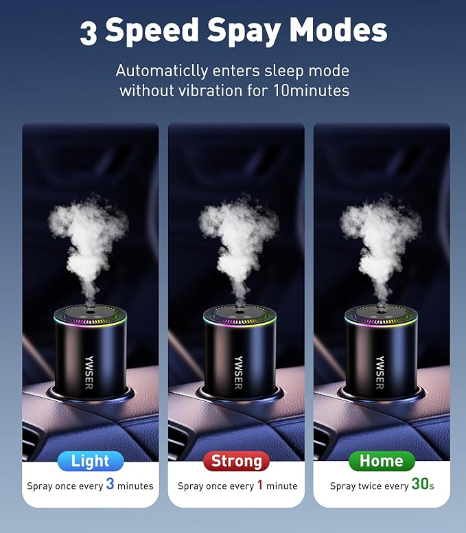 Smart Car Air Freshener, Car Air Freshener Diffuser with Starry Sky Projection and 50ml Perfume, Auto On/Off Intelligent, 3 Mode Adjustable Rechargeable Aroma Diffuser, Cologne - Bloomnest