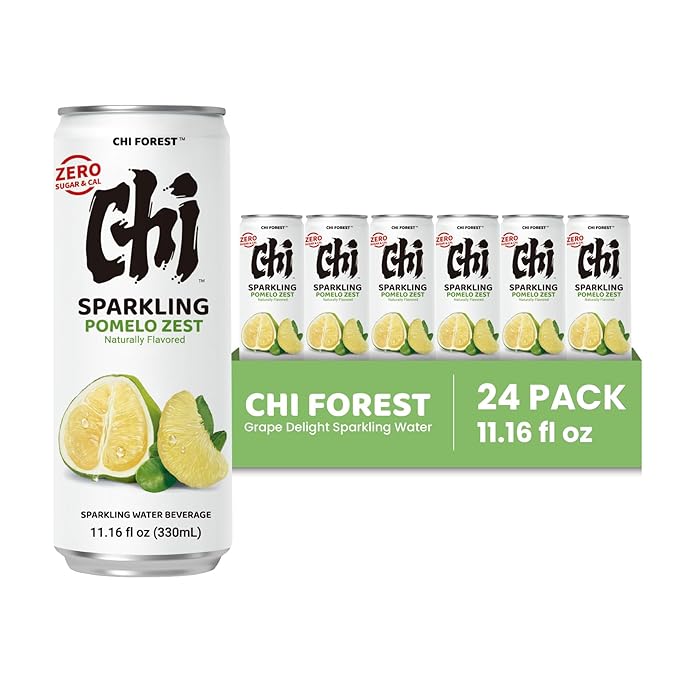 CHI FOREST Pomelo Sparkling Water Beverage, Zero Sugar Drinks, Zero Artificial Flavor, 11.16 fl oz Cans (Pack of 24) - Bloomnest