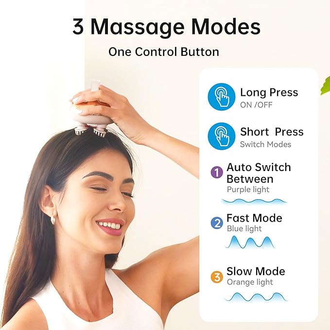 COMFIER Scalp Massager Hair Growth with 3 kneading Modes,Waterproof Hair Massage with 8 Claws for Deep Cleansing,Cordless Head Massager,Body Cat Head Scratcher,Christmas Gifts for Women,Men COMFIER