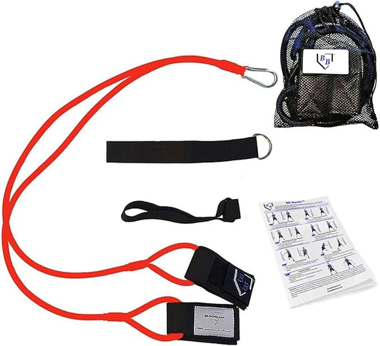 BB Bands Baseball Softball Resistance Training Bands - Arm Strength, Pitching Conditioning Equipment, 3 Strengths (Youth, Adult, Heavy), 7 Colors, Includes Anchor Strap, Door Mount, Bag, Workout Guide - Bloomnest