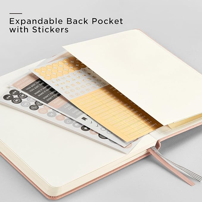 &And Per Se Dotted Journal Notebook, A5 Hardcover Leather Bullet Dotted Journal, 160 Pages 100 gsm Thick Paper, 3 Sheets of Stickers Included - 5.7'' x 8''（Red）