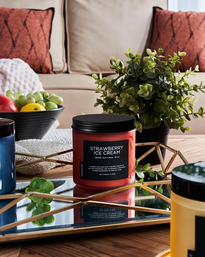 M&SENSE Natural Soy Candles for Home Strawberry Ice Cream Scented, 11.6oz 70 Hours Long Burning Hand Poured Candles Home Decor Housewarming Gift for Women and Men - Bloomnest