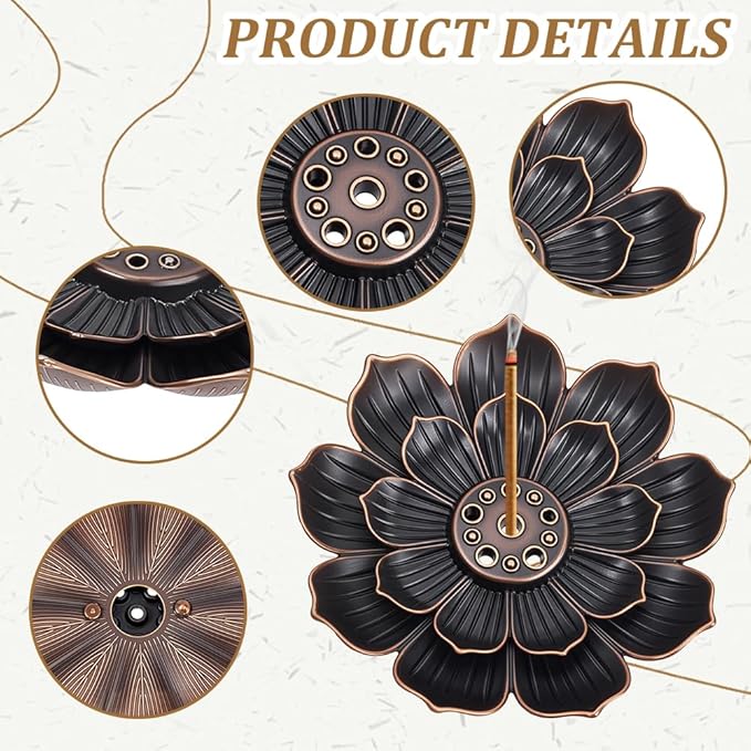 60Pcs Incense Holder, Incense Burner Cone Burner Ash Catcher Lotus Incense Stick Holder Vintage Flower Shaped Multihole Holders for Home Fragrance Decor Sauna Yoga SPA Bedroom - Bloomnest