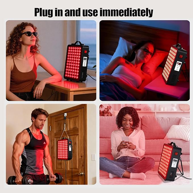 Red Light Therapy for Body & Face, 660nm 850nm Infrared Light Therapy Panel for Skin,Muscles Recovery Portable LED Light Therapy Device with Stand,60 LED Beads
