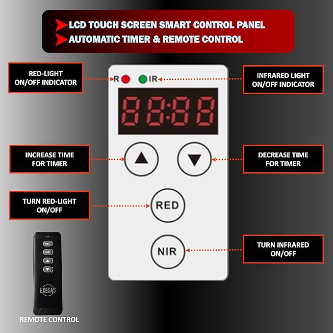 Red Light Therapy Device for Full Body, 630nm, 660nm, 810nm & 850nm, Near Infrared Dual-Chip Clinical Grade LED Panel for Smooth Skin, Weight, Pain and Overall Wellness (324LED) EXESAS