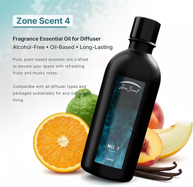 4 Luxury Essential Oil for Diffusers - Uplifting Fruity & Citrus Aromatherapy with Orange & Peach - Vibrant Scent for a Cheerful Home ZoneScent