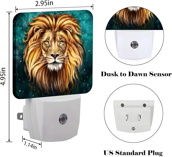 Flashing Lion Leo Night Light,Plug-in Night Lights with Dusk to Dawn Sensor for Stairway,Hallway,Bedroom Sleep Friendly Ideal for Women/Girls/Boys Gift,0.5w - Bloomnest