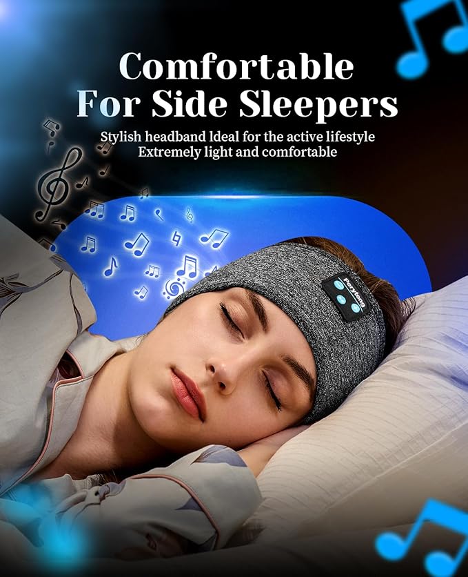 Perytong Sleeping Headphones Bluetooth Headband, Soft Long Time Play Sleeping Headsets with Built in Speakers Perfect for Workout,Running,Yoga,Travel, Darkgray - Bloomnest