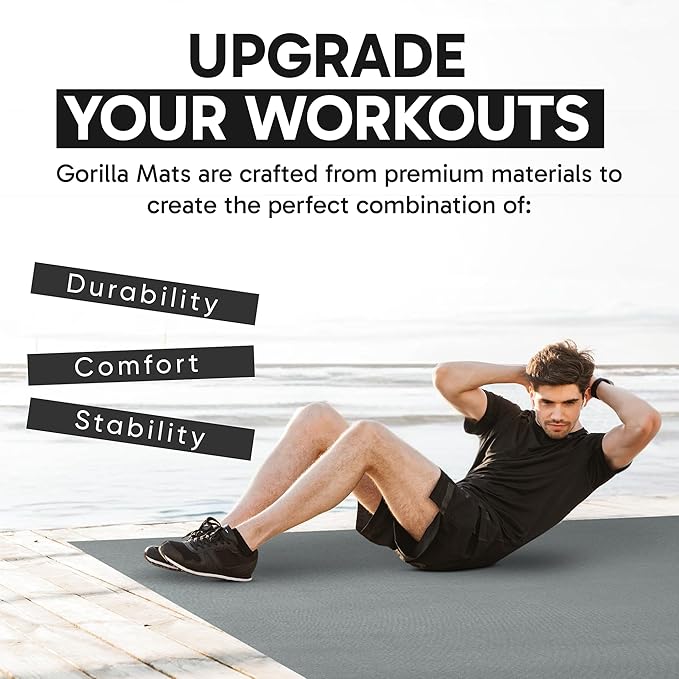 Gorilla Mats Premium Large Exercise Mat – 6' x 4' x 1/4" Ultra Durable, Non-Slip, Workout Mat for Instant Home Gym Flooring – Works Great on Any Floor Type or Carpet – Use With or Without Shoes - Bloomnest