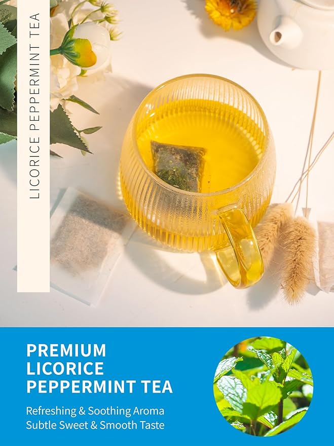 TeeLux Licorice Peppermint Tea, Natural Soothing Peppermint with Sweet Licorice Root, Caffeine Free, 100 Count Teelux