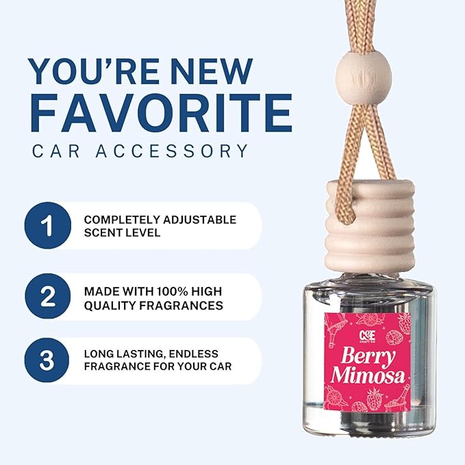 CANDECraftCo Car Air Hanging Fragrance Oil, Car Auto Freshener for Essential Oils, Scents Fragrance Aromatherapy Automobile Diffuser, Long Lasting (Berry Mimosa + Champagne) - Bloomnest