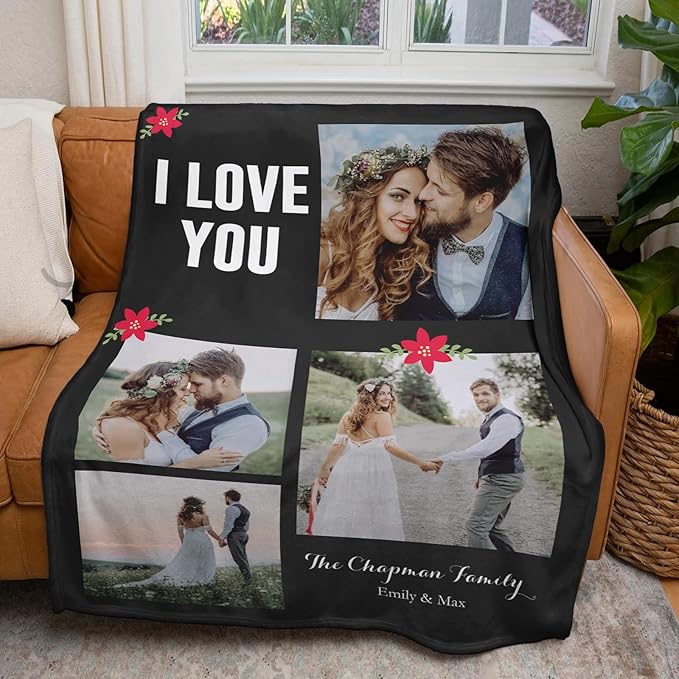 Custom Blankets with Photos, Personalized Photo Blankets Using My Own Photos, Customized Blanket with Pictures, Personalized Gifts for Women Men Baby Child - Bloomnest