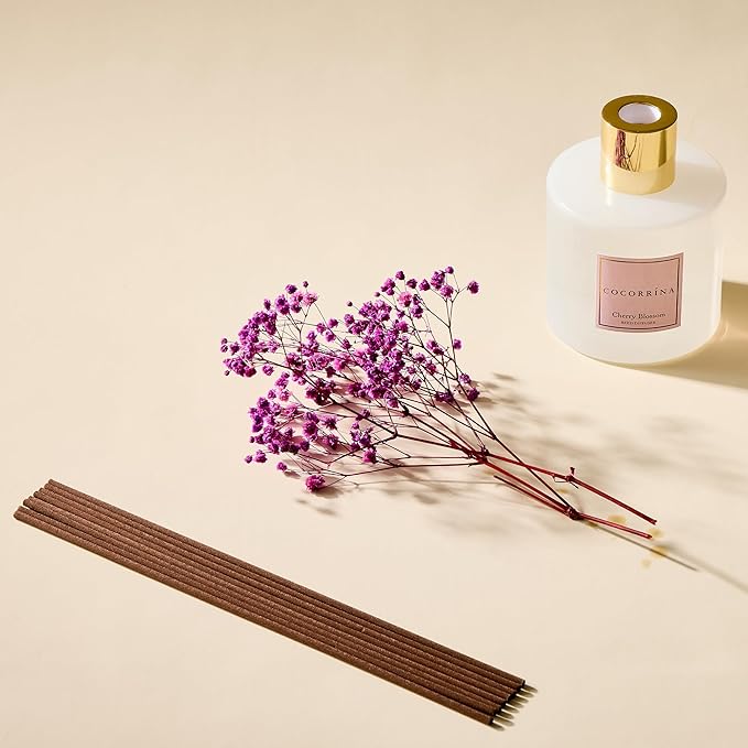 COCORRÍNA Reed Diffuser - Cherry Blossom 17 Fl.oz Reed Diffuser with 8 Sticks Scented Diffuser with Preserved Flowers for Bathroom Home Decor - Bloomnest
