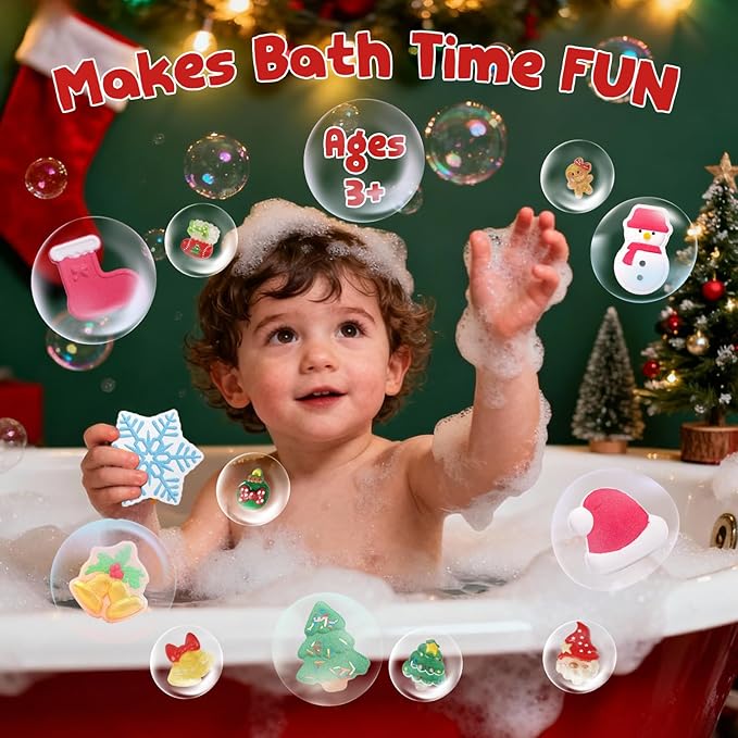 Christmas Bath Bombs Shower Steamers: 6 Pack Handmade Natural Organic Bath Bomb Set for Women Relaxing Bubble Bathbombs Scented Gifts Stocking Stuffers Holiday Birthday for Men Kids Girls Girlfriend - Bloomnest