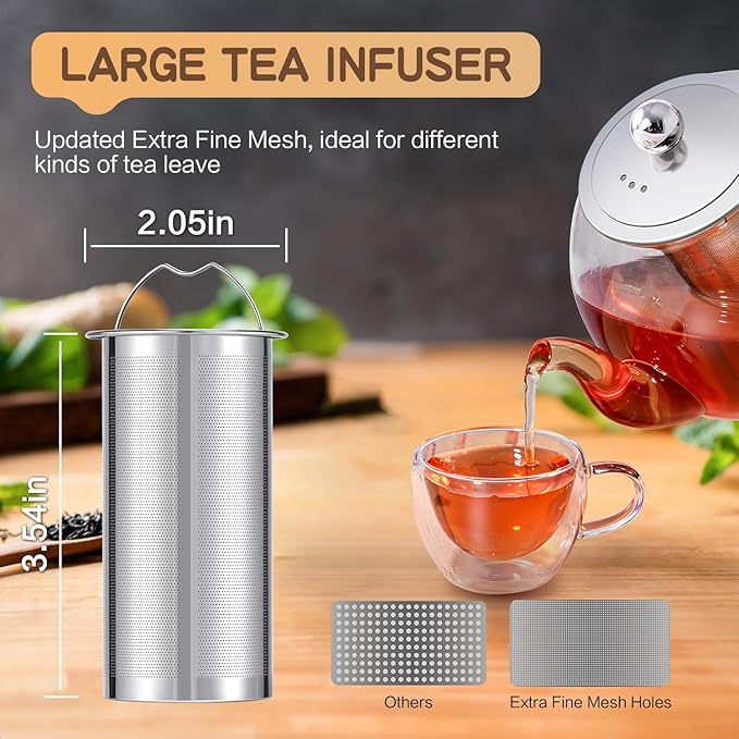 Glass Teapot, Zpose 40oz/1200ml Tea Pot with Removable Stainless Steel Infuser, Clear Glass Tea Kettle with Scale Line, Stovetop Safe Teapot for Blooming Tea & Loose Leaf Tea, Gift Box for Tea Maker - Bloomnest