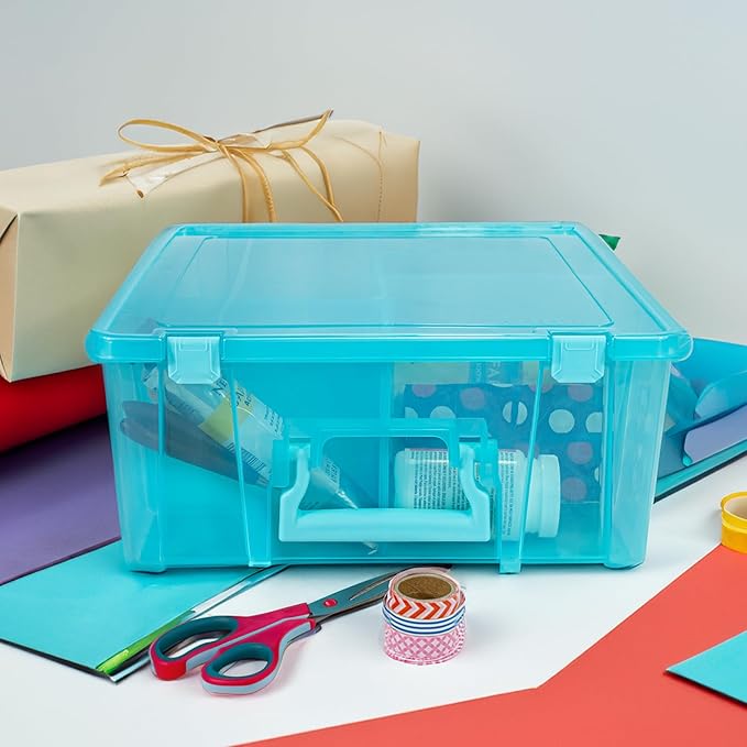 ArtBin 6990AA Super Satchel Double Deep Compartment Box - Art Storage with 8 Removable Compartments, Smart Closure for Craft Supplies (Aqua Mist- Pack of 1) - Bloomnest