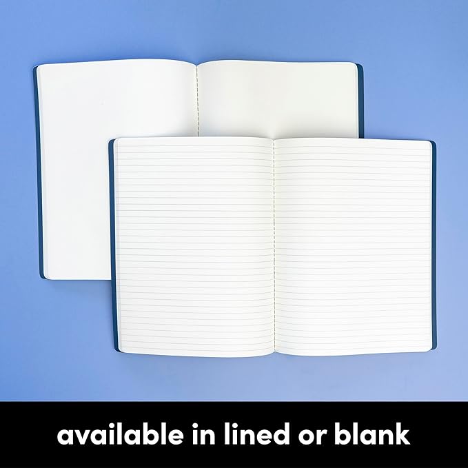 PAPERAGE Soft Cover Lined Journal Notebook, 2 Pack, (Dark Green), 100 Pages, Large 7.5 inches x 9.5 inches, College Ruled, Ideal for Note Taking & Travel Journal - Bloomnest