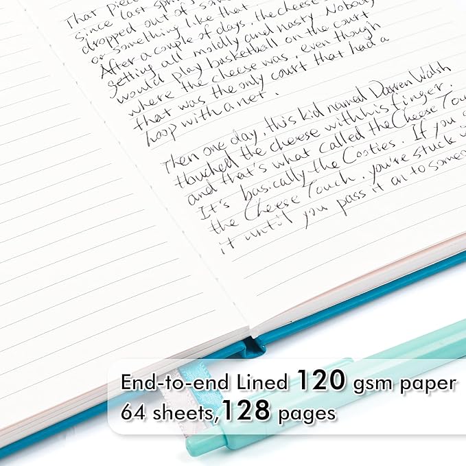 feela 24 Pack Journal Notebook Bulk for Work, Business Notebook Hardcover Lined Writing Journal with Pen Holder for Men Women Note Taking, with 24 Black Pens, 120 GSM, 5.1”x8.3”, A5, Teal - Bloomnest