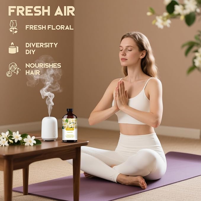 Jasmine Essential Oil-Jasmine Fragrance Oil 4.33oz (130ml)-100% Pure Natural Scent for Diffusers, Candles, Soap Making & Aromatherapy-Relaxing Home & Gift Essential Oil for Bath, Massage - Bloomnest