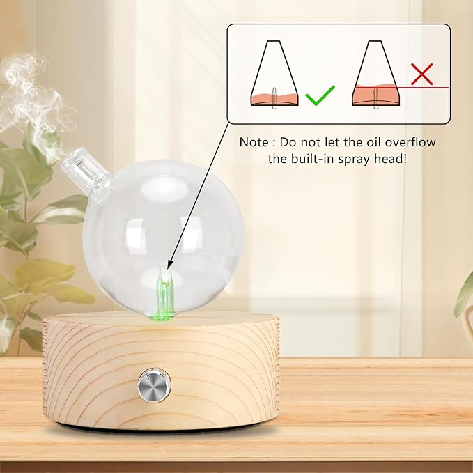 Vintage Aromatherapy Essential Oil Diffuser Lychee New Professional 7 Color Pure Essential Oils Fragrances Aromatherapy Wood & Glass Diffuser for Home Office Hotel SPA (Button Mode86)