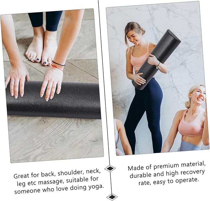 High-Density Half-Round Yoga Roller Black Fitness Roller for Muscle Relief Circulation Boost Elastic Foam Massage Tool for Stretching and Physical Therapy - Bloomnest
