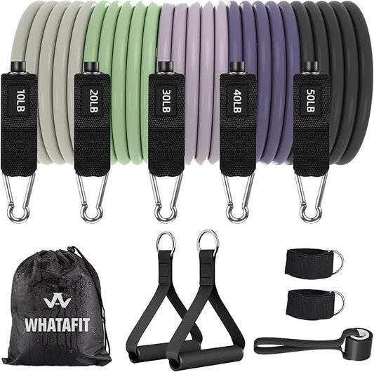 WHATAFIT Resistance Bands, Exercise Bands，Resistance Bands for Working Out, Work Out Bands with Handles for Men and Women Fitness, Strength Training Home Gym Equipment - Bloomnest