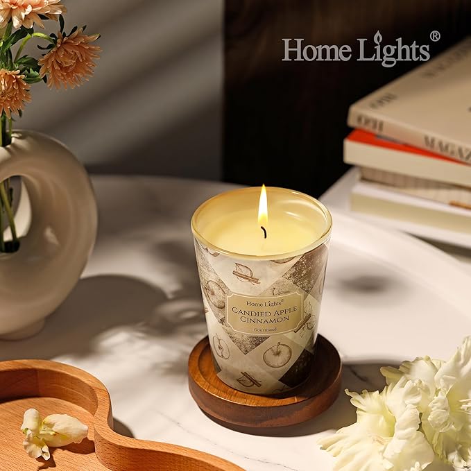HomeLights Large jar Candle | 1-Wick Long-Lasting Scented Candles, 6.7oz Natural Soy Wax Candle for Home Scented, Rustic Modern Gifts for Women & Men, Candied Apple Cinnamon - Bloomnest