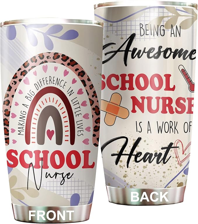 Stainless Steel 20oz Tumbler, Funny School Nurse Appreciation Gifts - Bulk For Birthday, Christmas, Nurses Day Gifts For Women, Men - Coffee Cup - Bloomnest