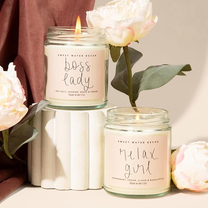 Sweet Water Decor Boss Lady Candle - Work Bestie, New Job Gifts for Her - Boss Gifts for Women - 9oz Clear Jar, 40+ Hour Burn Time - Made in The USA - Bloomnest