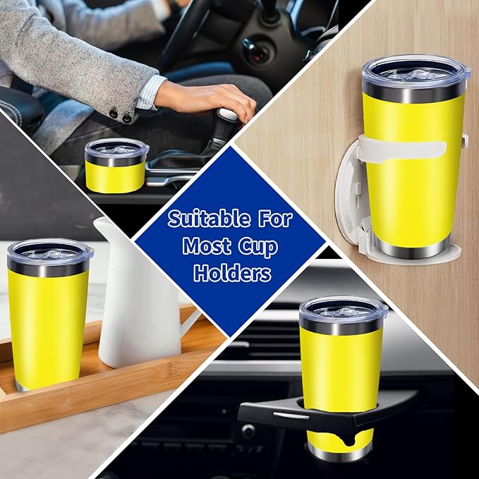1 Pack 20oz Stainless Steel Tumbler with Lid, Leakproof Double Wall Travel Mug for Hot/Cold Drinks, Home Office Outdoor Party Use, Durable Powder Coated Insulated Cup/Yellow - Bloomnest