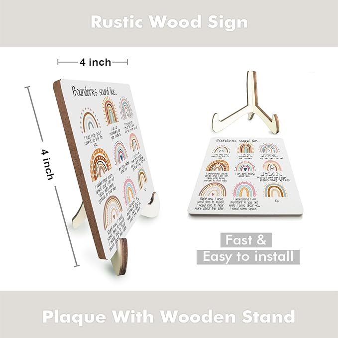 Motivational Mental Health Office Decor Rustic Desk Decor Therapy Office School Counselor CBT DBT School Psychology Therapist Counseling Wood Sign for Coworker Home Rainbow Plaque with Wood Stand - Bloomnest