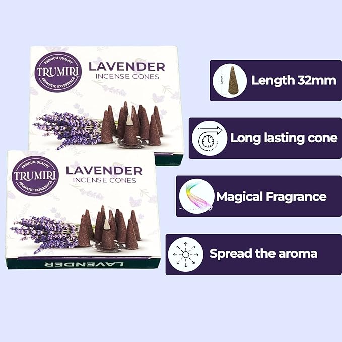 Lavender Incense - 20 Cone Dual Pack - Scented Cone Incense TRUMIRI