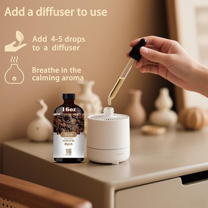 Myrrh Fragrance Oil-Myrrh Essential Oil 16.33oz (490ml)-100% Pure Natural Scent for Diffusers, Candles, Soap Making & Aromatherapy-Relaxing Home & Gift Essential Oil for Bath, Massage - Bloomnest