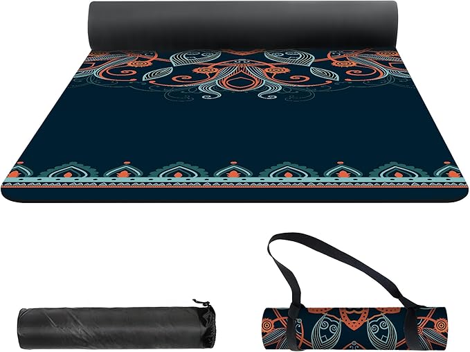nuveti Yoga Mat Print Extra Thick TPE Non Slip Fitness Exercise Mat with Carrying Bag,72"x24" Extra Thick 6MM Exercise & Workout Mat for Yoga, Pilates Fitness and Floor Exercises - Bloomnest