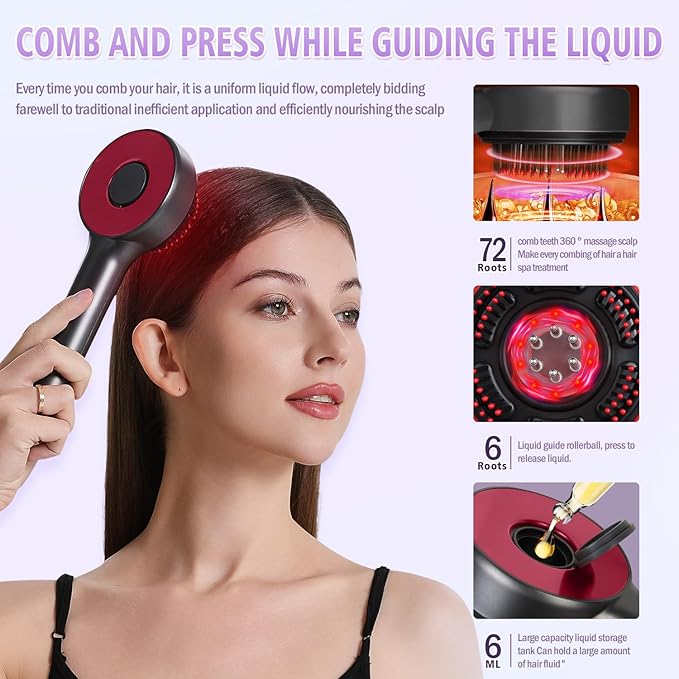 Electric Scalp Massager, 3-in-1 Hair Oil Applicator & Cordless Electric Head Massager, IPX7 Waterproof, Portable Scalp Brush for Home & Travel, Grey Bloomnest