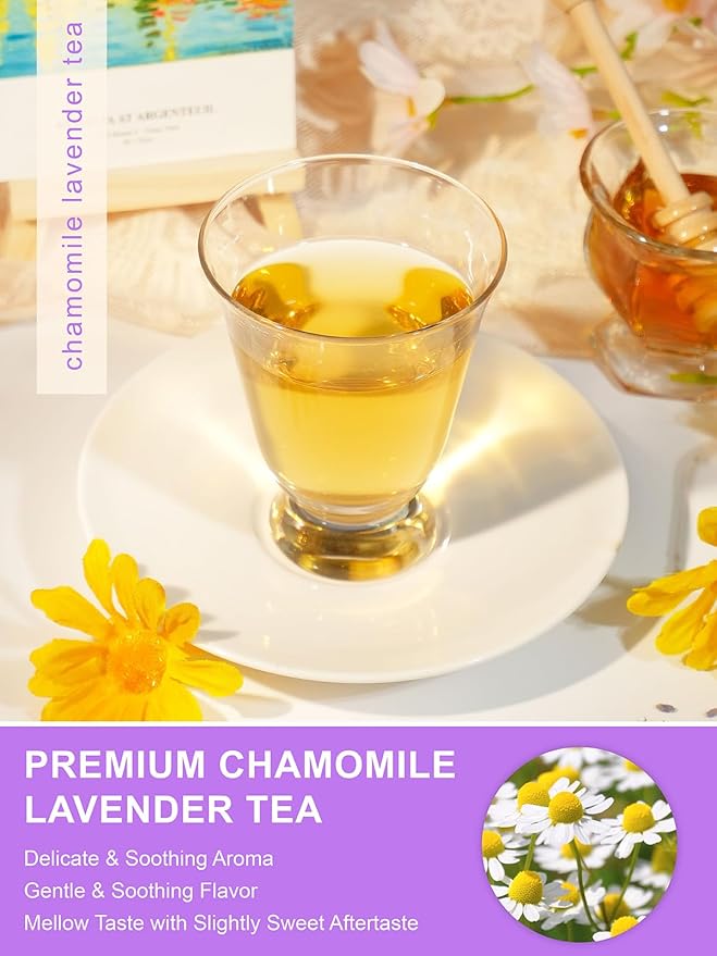 TeeLux Chamomile Lavender Tea Bags, Chamomile & Lavender & Lemon Balm Herbal Tea, Caffeine Free, Soothing & Delightful Aroma, 100 Count - Bloomnest