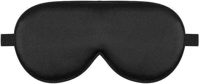 Alaska Bear Organic Silk Sleep Mask Cool Super Smooth Eye Cover Genuine Mulberry Silk Face Skin Care, Soft Filling, Lightweight for Home or Travel Use (Original Black, Flat) - Bloomnest