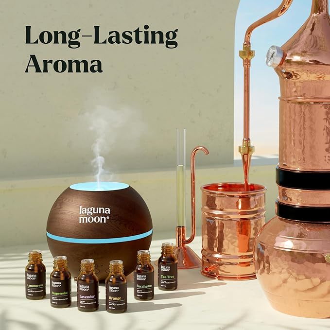 Lagunamoon Essential Oils Set - Top 6 Blends for Diffusers, Home Care, Candle Making Scents, Fragrance, Aromatherapy, Humidifiers, Gifts - Peppermint, Tea Tree, Lavender, Eucalyptus, Orange (10mL) - Bloomnest