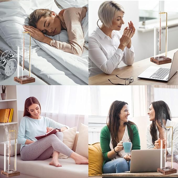 Ceremony Incense Holder, Wooden Incense Holder for Sticks with Glass Ash Catcher, Anti-ash Incense Burner with 20 Incense Sticks and a Ash Brush for Meditation Yoga Spa Room Decor - Bloomnest