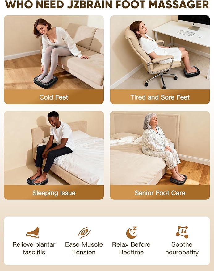 Shiatsu Foot Massager with Heat & Vibration ：Deep Kneading Foot Massager for Plantar Fasciitis, Neuropathy, Circulation, Electric Feet Massager Machine for Women Men, Relax for Home Office Use - Bloomnest